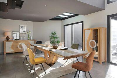 Table de repas géante extensible plateau céramique