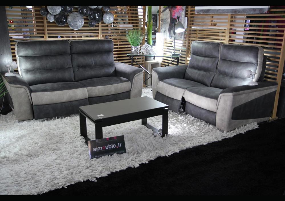 Beau canapé 3 places bicolor dossier haut 2