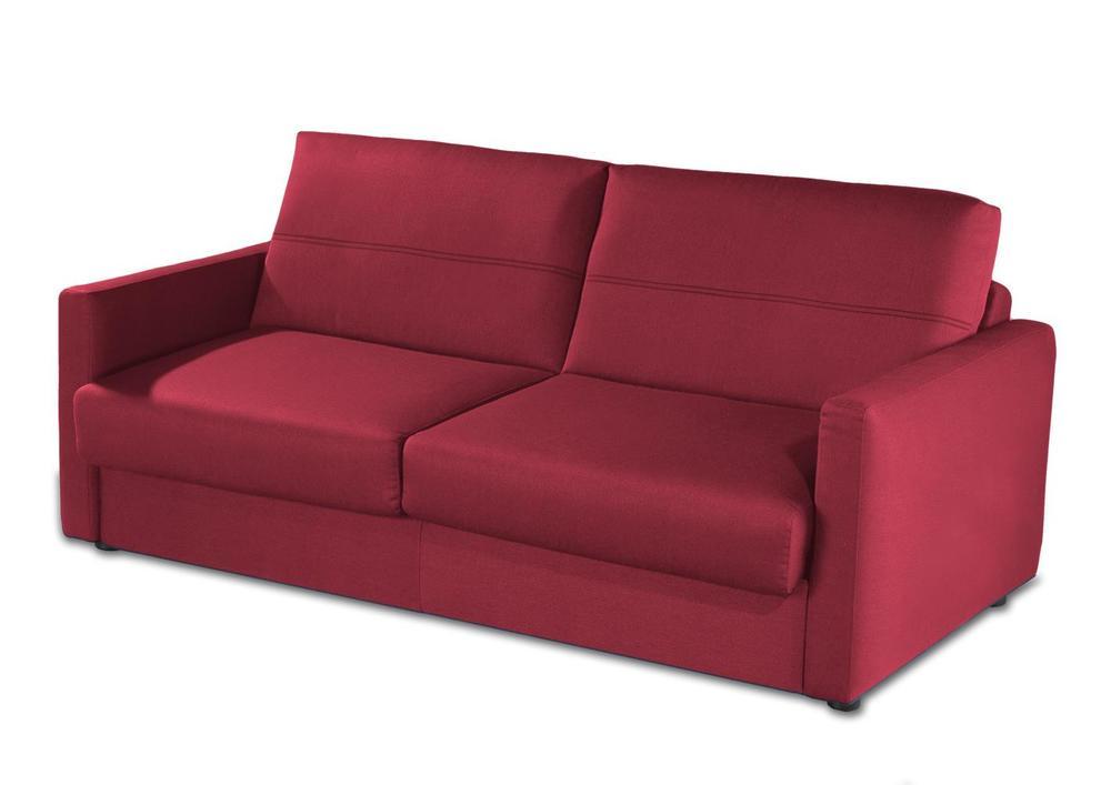 Canapé 3 places tissu rouge avec convertible 3