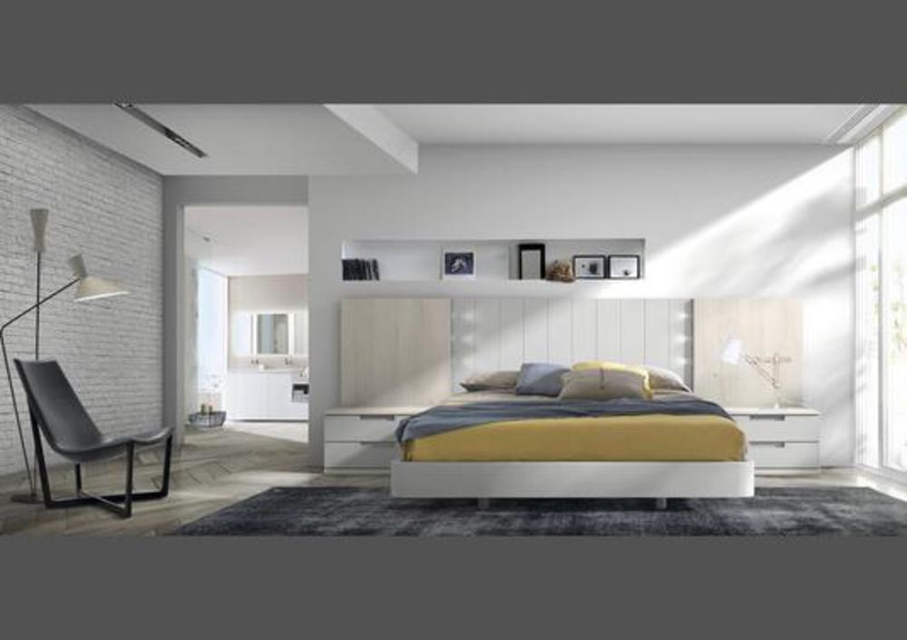 Chambre moderne aux finitions mélangées avec lit tête de lit tiroirs 3