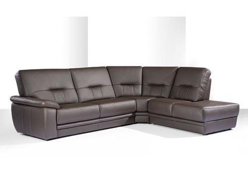 Canapé d'angle contemporain fixe, cuir, tissu ou microfibre