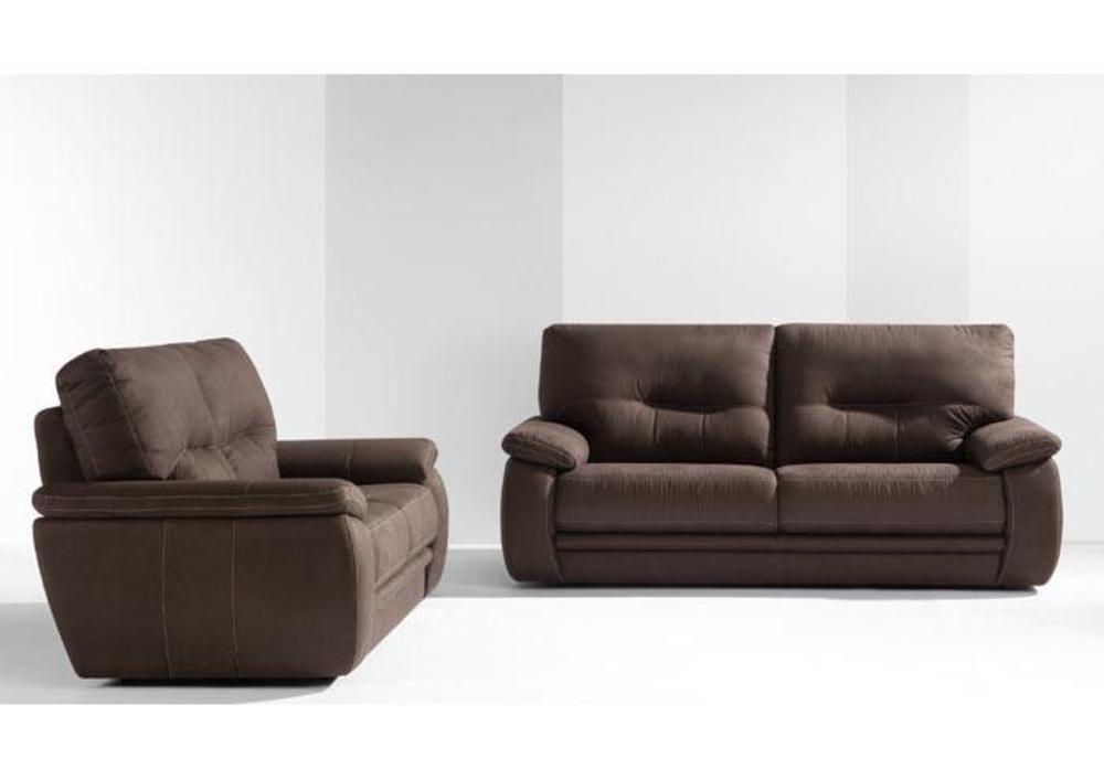 Canapé contemporain 2 places fixe, cuir, tissu ou microfibre