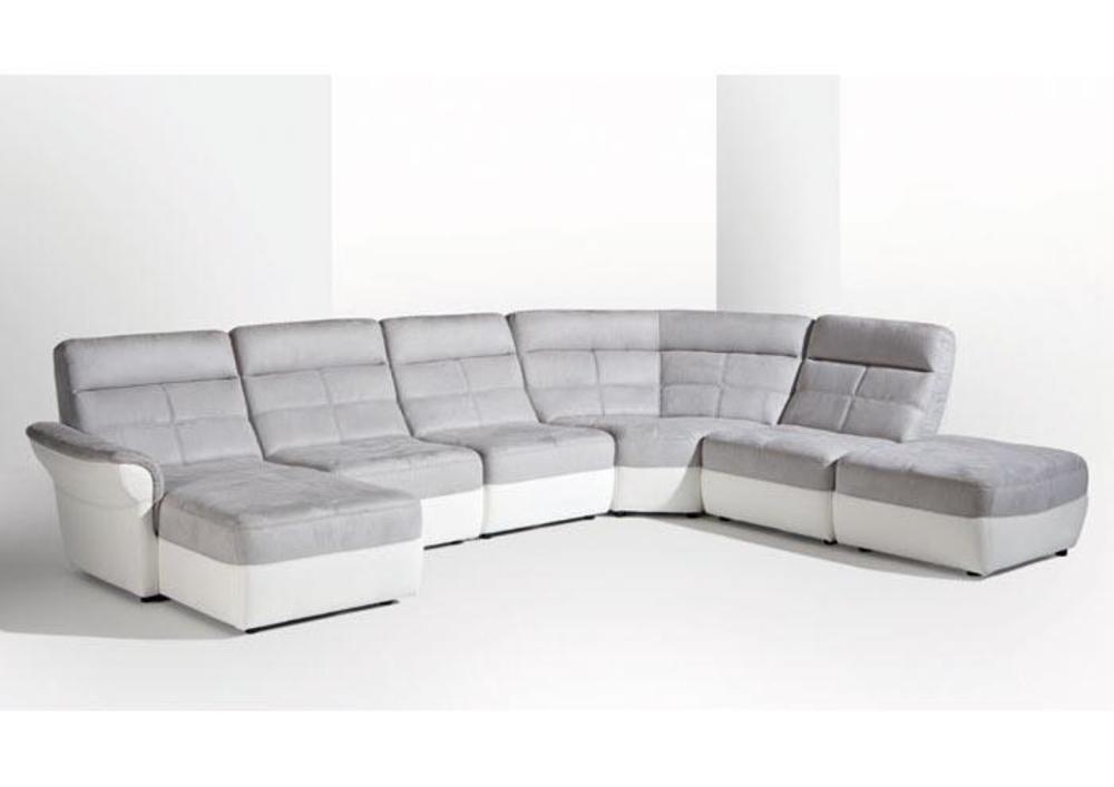 Canapé d'angle contemporain fixe, cuir, tissu ou microfibre