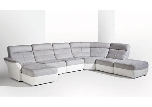 Canapé d'angle contemporain fixe, cuir, tissu ou microfibre