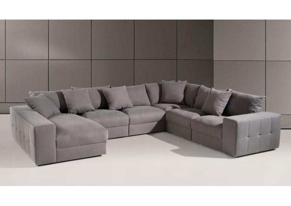 Canapé d'angle contemporain en cuir, tissu ou microfibre