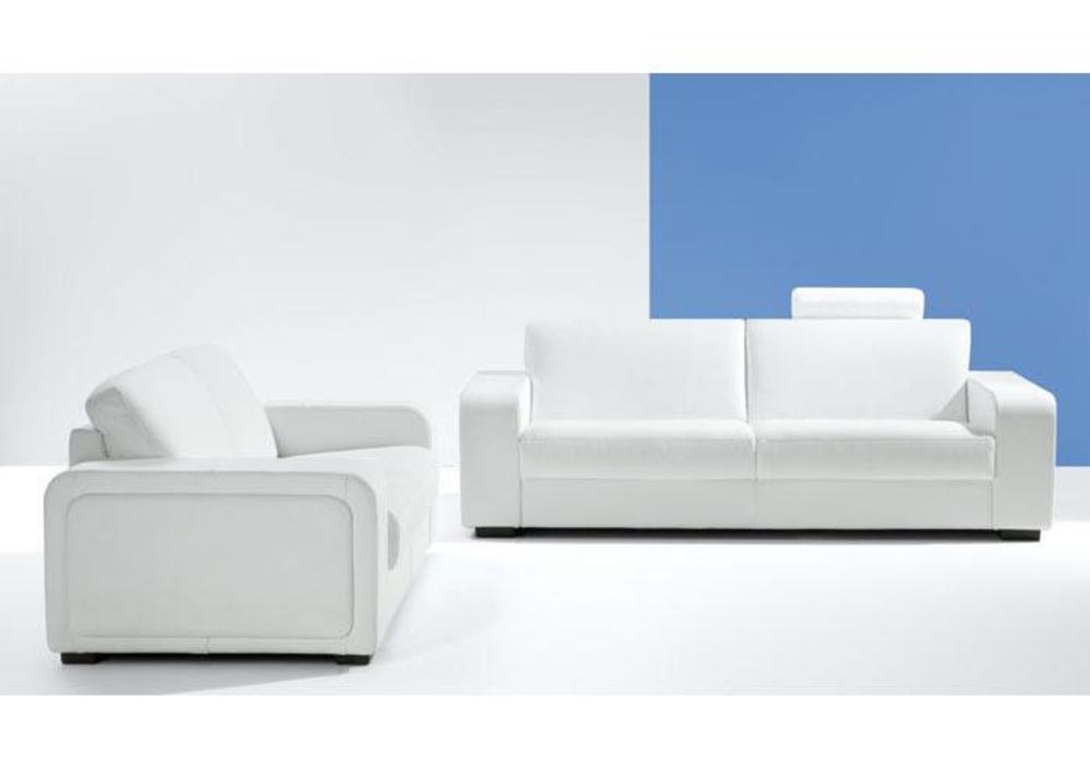 Canapé contemporain 2 places fixe, cuir, tissu ou microfibre 3