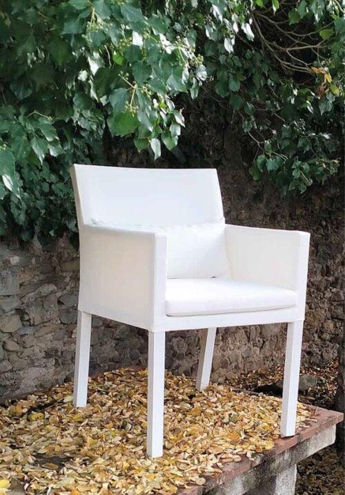 Fauteuil de jardin élégant en alu blanc avec coussin 