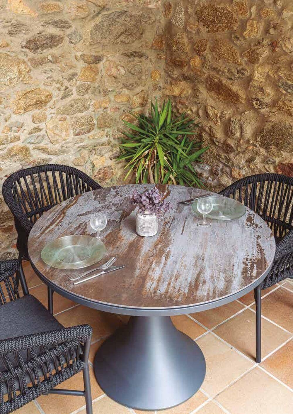 Table de jardin ronde pied tulipe rétro  2