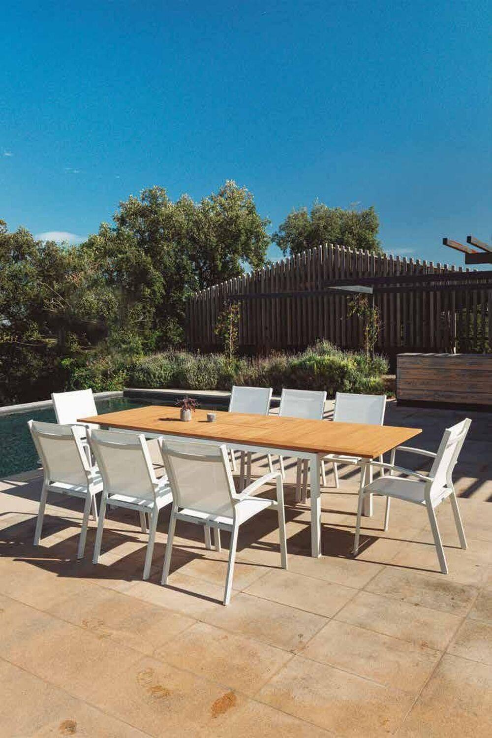 Table de jardin rectangulaire extensible en teck  2