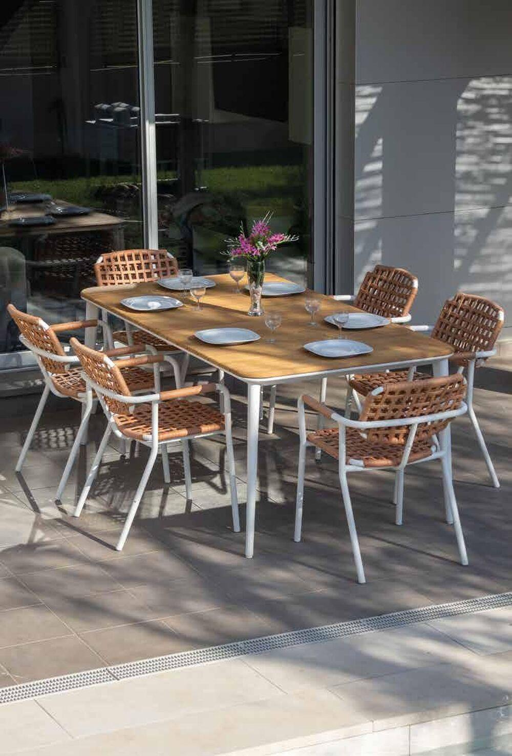 Table d'extérieur plateau teck ou céramique  2