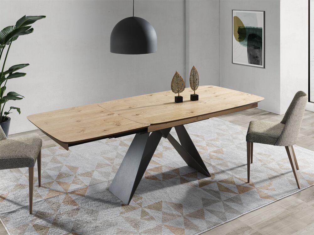 Table extensible design plateau tonneau bois ou céramique  2