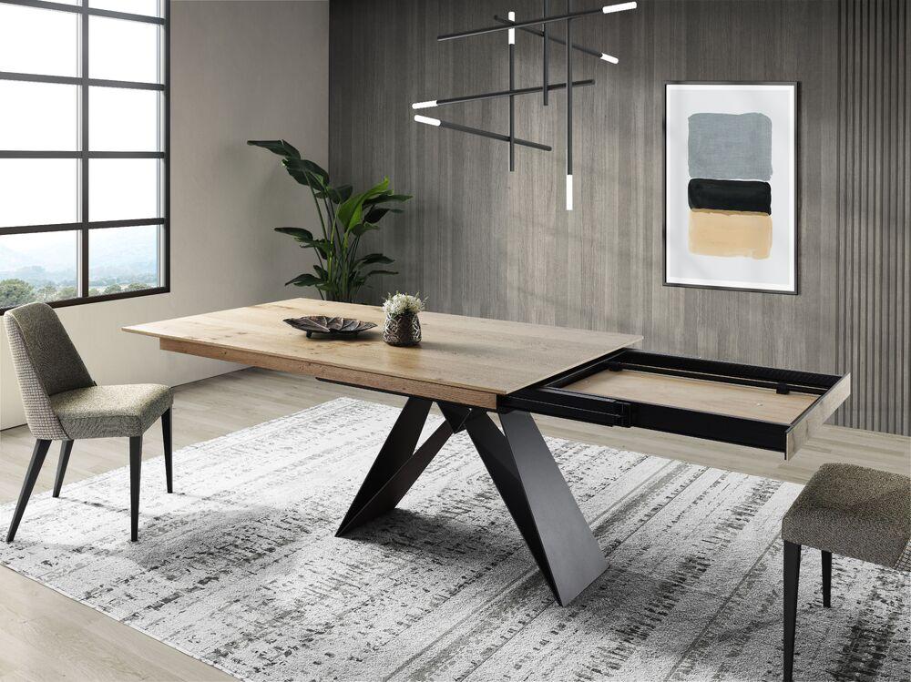 Table de salle à manger extensible pied scultpural plateau bois, céramique ou verre 3