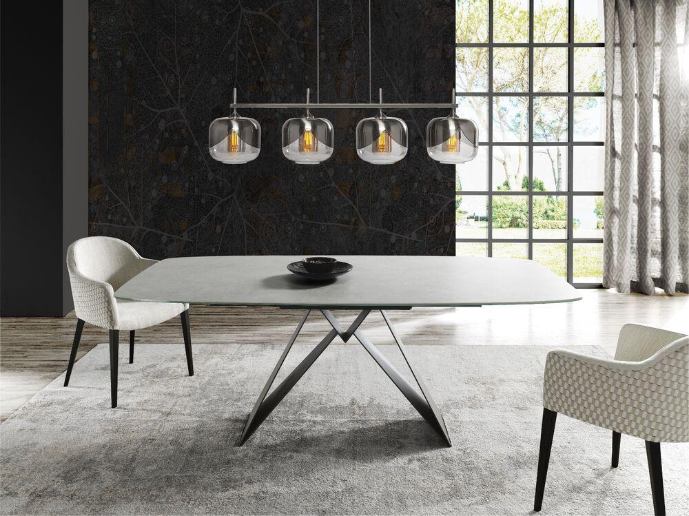 Table de repas design forme tonneau plateau céramique 2