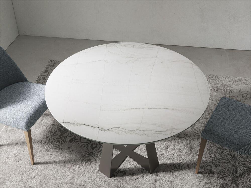 Table ronde plateau bois ou céramique avec élégant pied métal 3