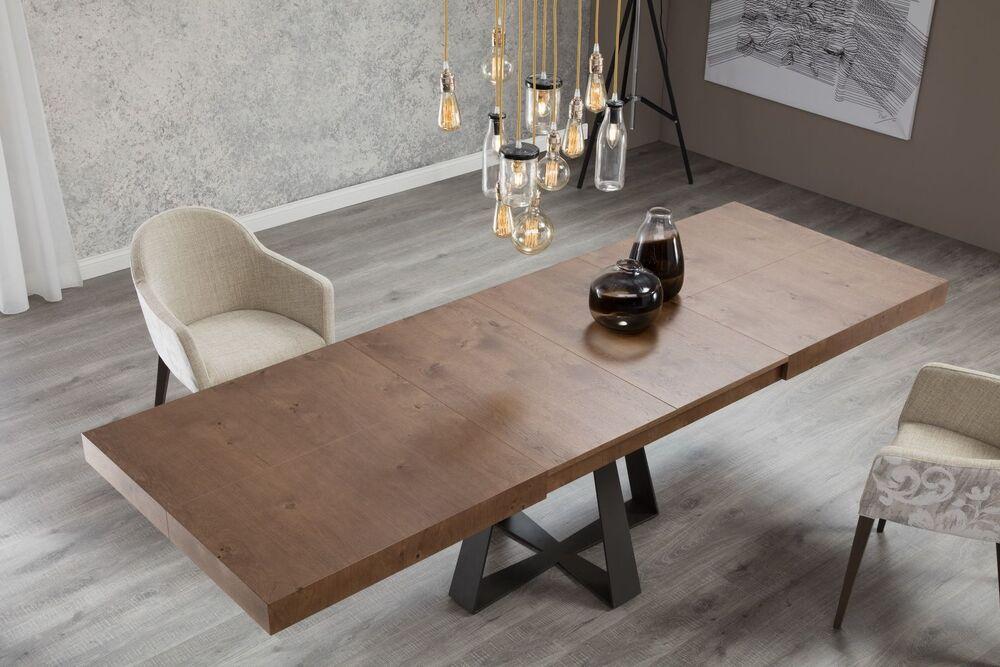 Table de repas pied central design plateau au choix : bois, céramique ou verre 2