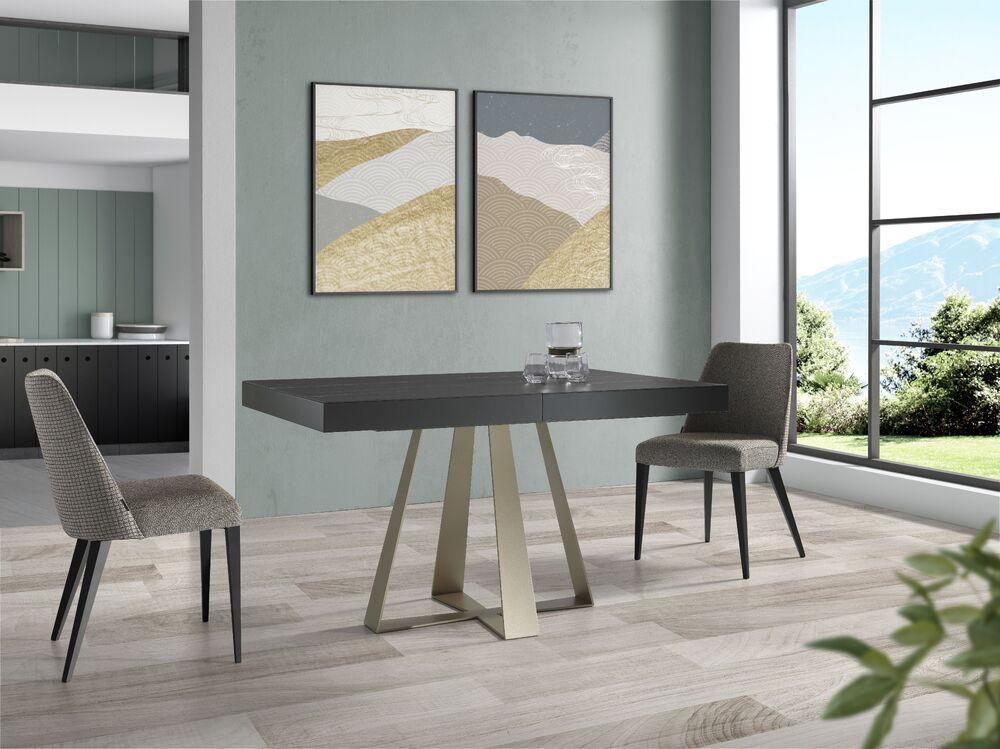 Table de repas pied central design plateau au choix : bois, céramique ou verre 3