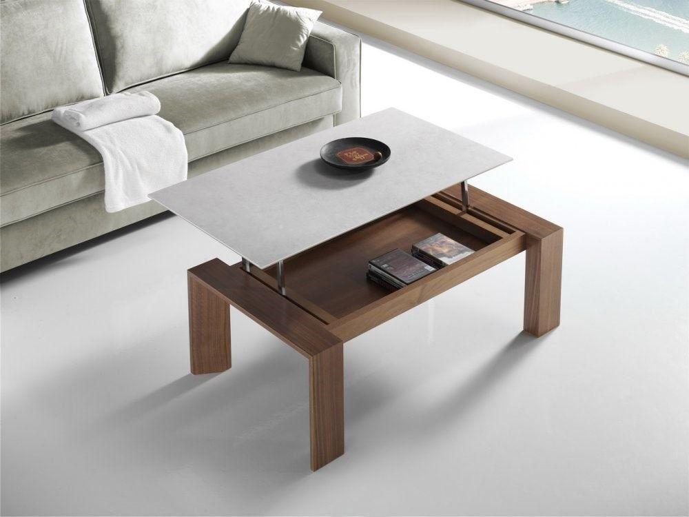 Table basse relevable design plateau bois, verre ou céramique 2