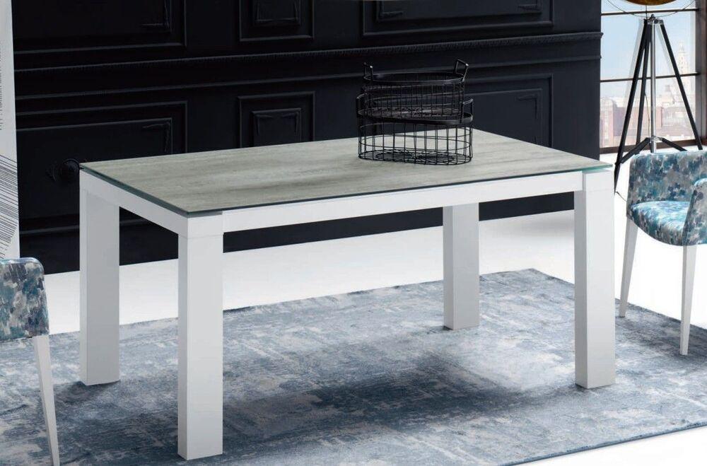 Table de repas moderne extensible plateau bois, verre ou céramique 2