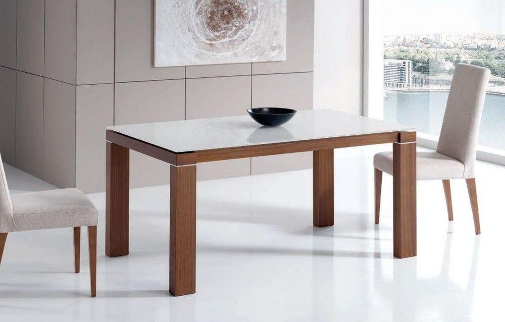 Table de repas moderne extensible plateau bois, verre ou céramique 3