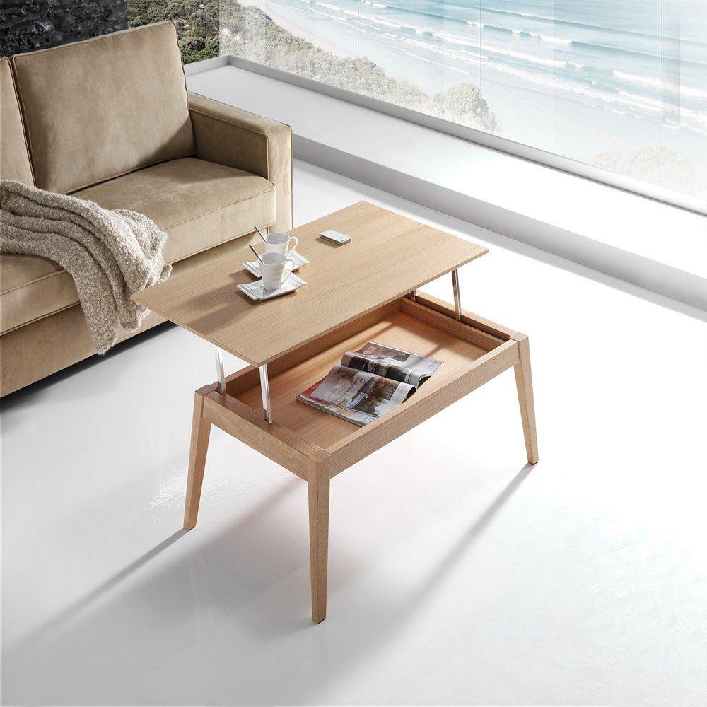Table basse relevable en bois style scandinave 2