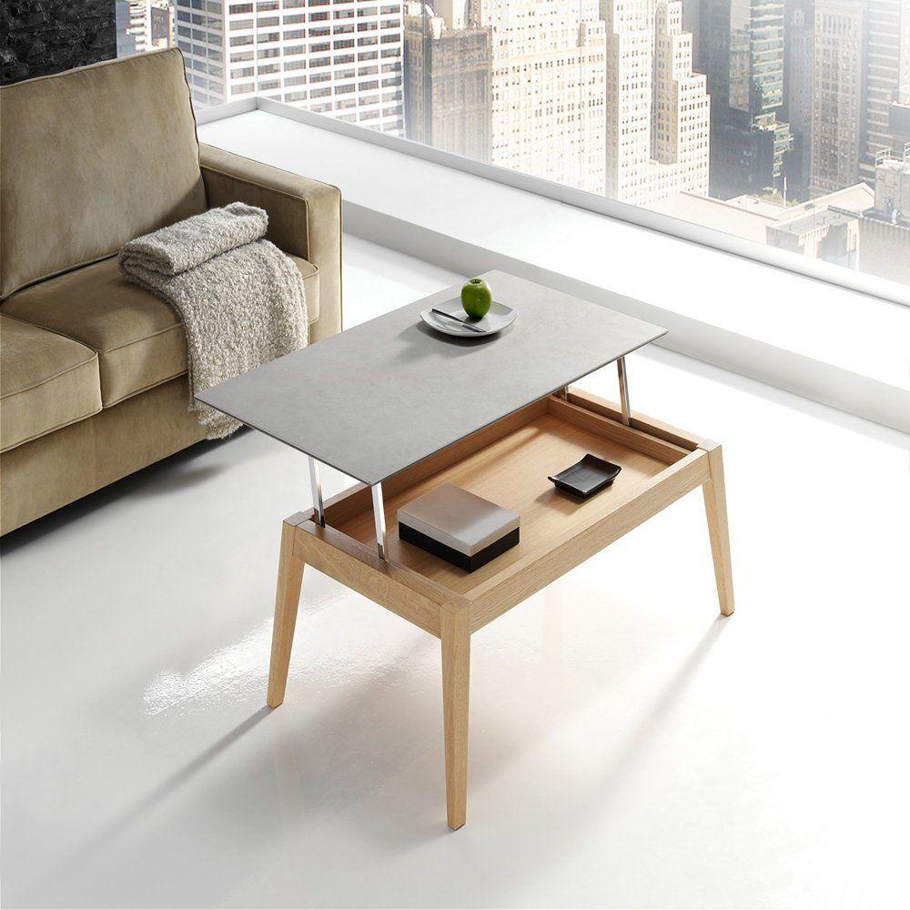 Table basse plateau verre ou céramique relevable  2