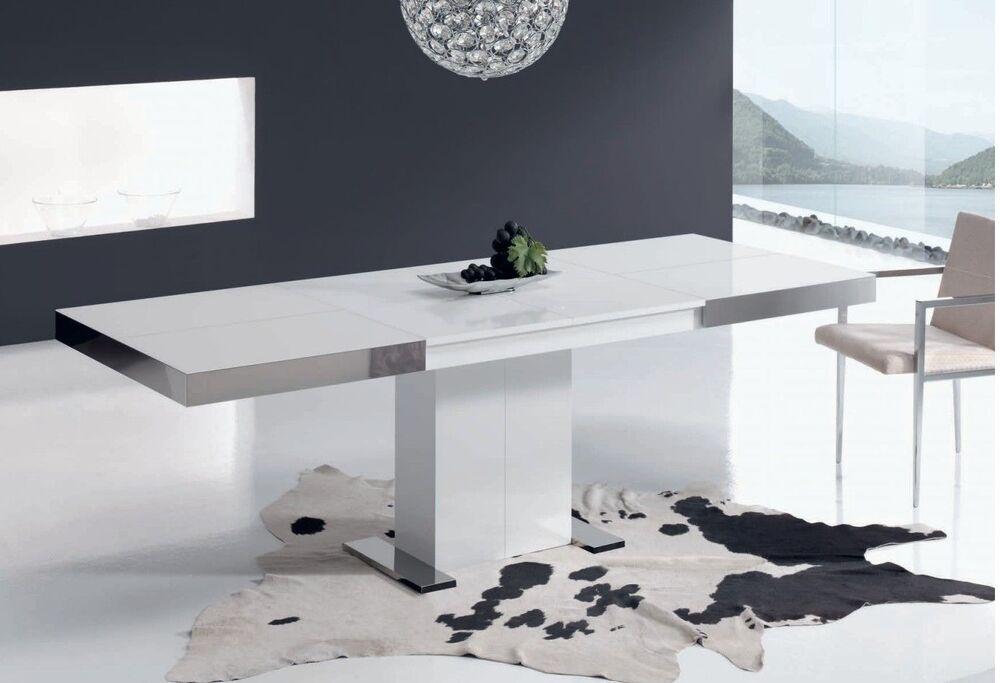 Table contemporaine extensible plateau verre ou céramique  2