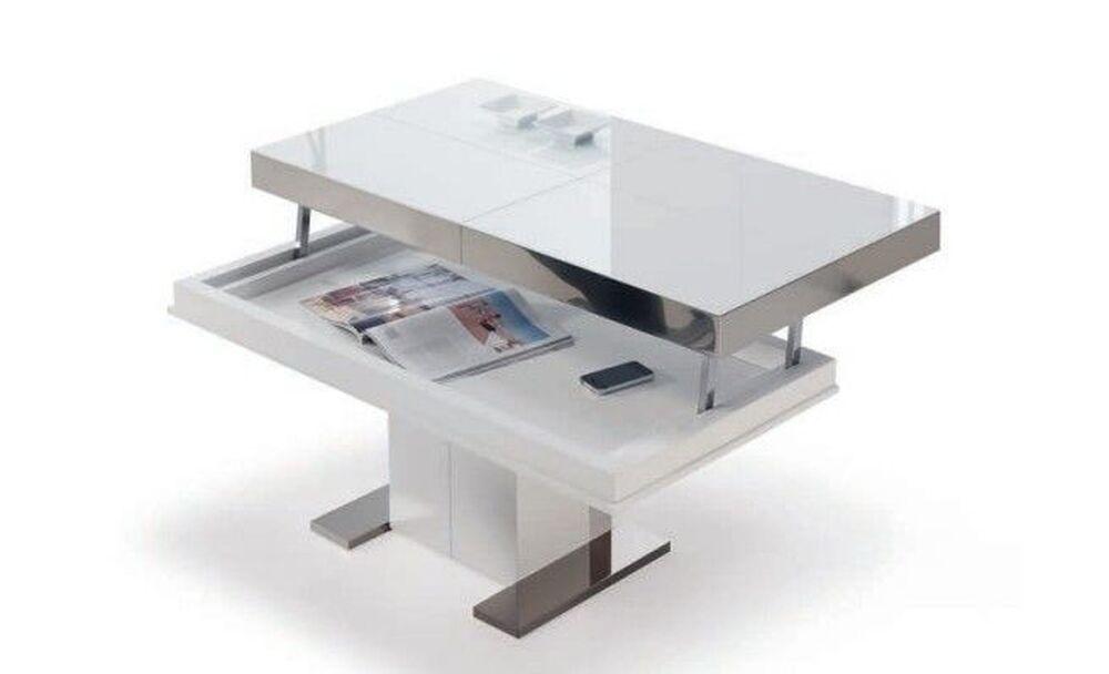 Table basse moderne avec plateau relevable en verre ou céramique 2