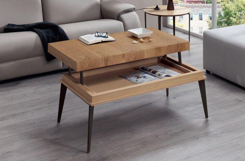 Table basse relevable plateau bois, verre ou céramique 2