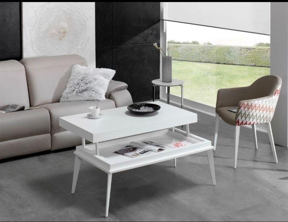 Table basse relevable plateau bois, verre ou céramique 3