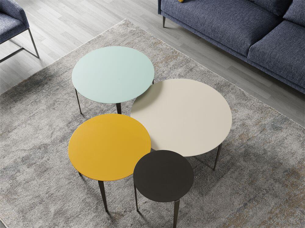 Table basse gigogne ronde plateau bois 2