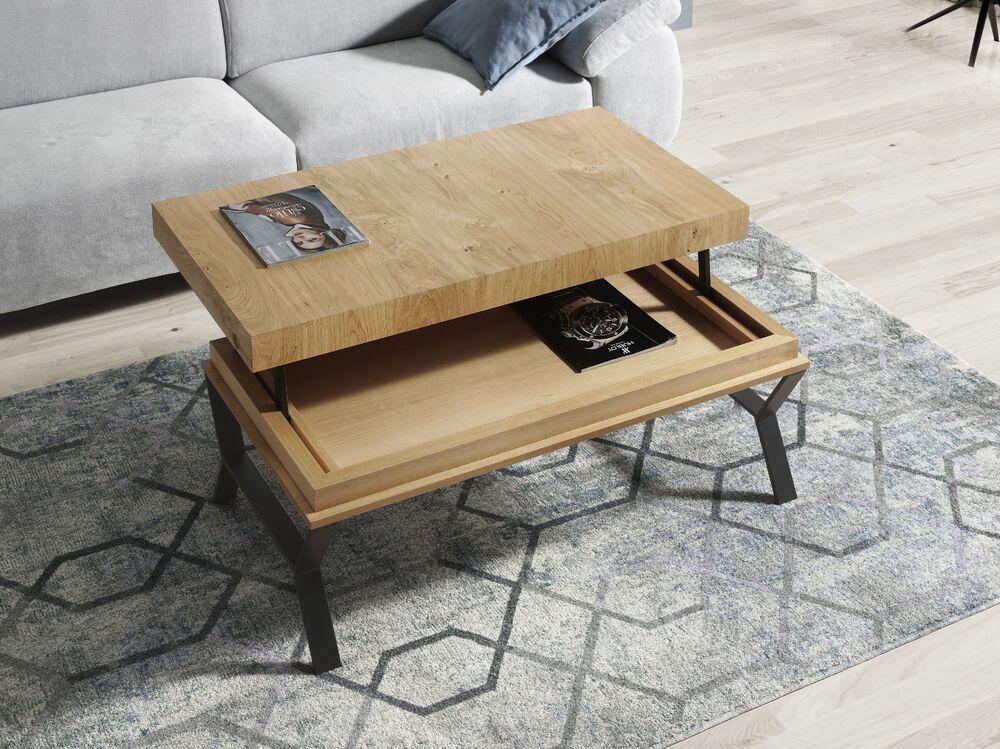 Table basse relevable avec rangement sous plateau 2