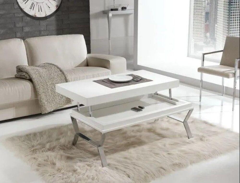 Table basse relevable avec rangement sous plateau 4