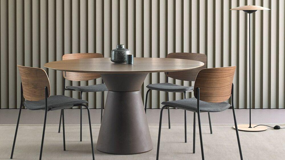 Grande table de repas ronde pied conique 2