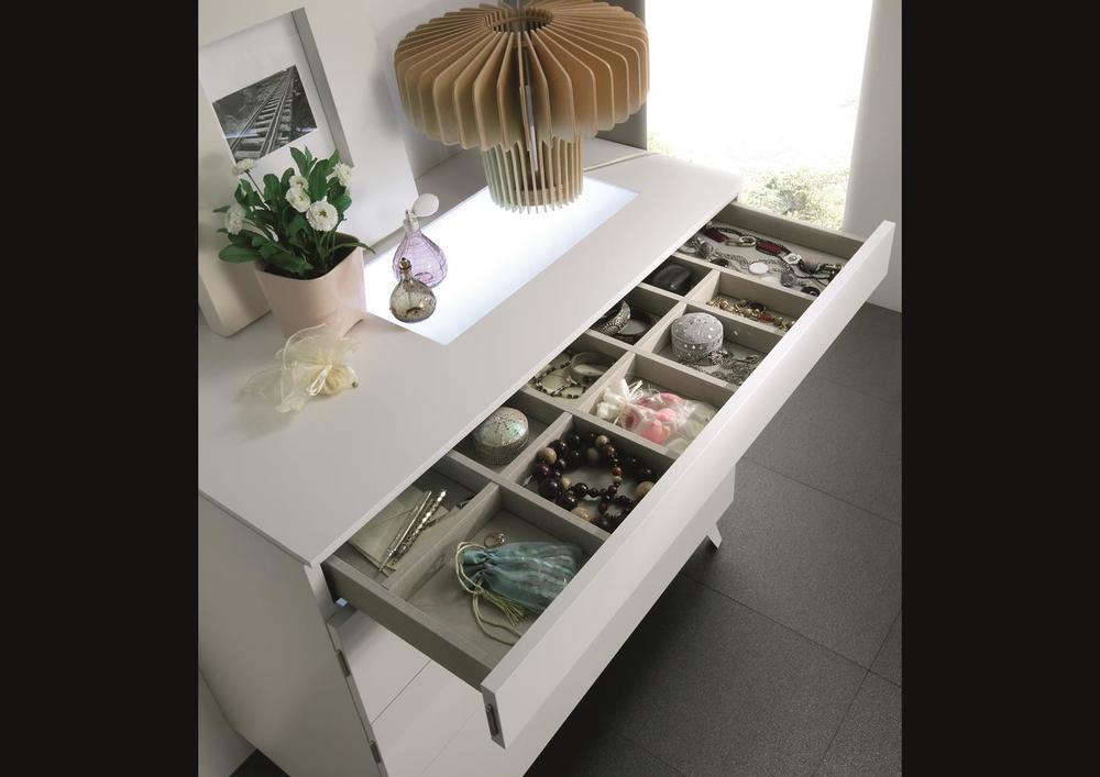 Commode moderne 1 tiroir 2 rangements  blanche 2