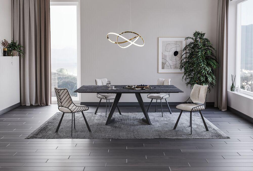 Table carrée extensible en céramique et piètement original  4