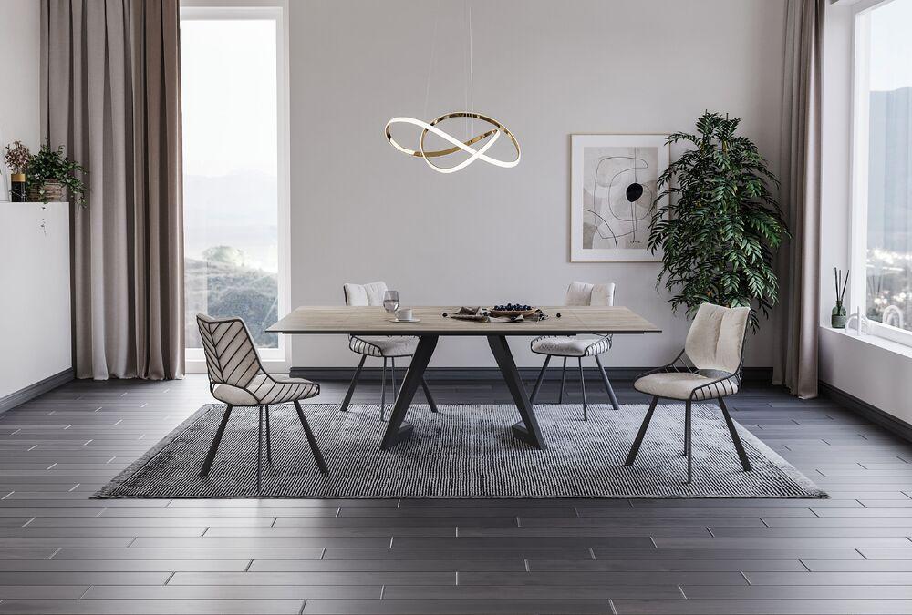 Table carrée extensible en céramique et piètement original  3