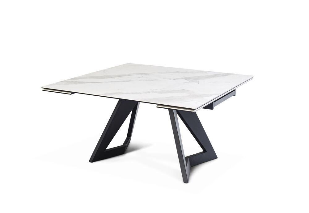 Table carrée extensible en céramique et piètement original  2