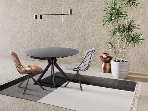 Table ronde plateau céramique tournant et extensible 