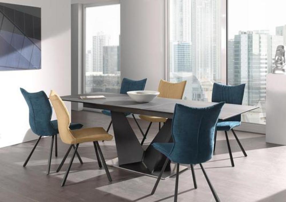 Table design Full céramique piétement métal géométrique 2