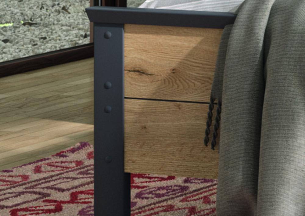 Lit mélaminé de chêne et laque sur pied 2