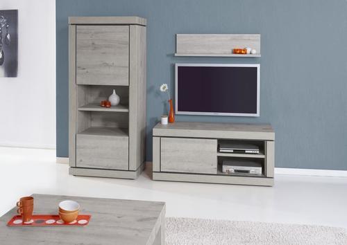 Meuble télé moderne 1 porte 1 niche en mélaminé