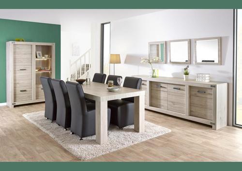 Vitrine 1 porte pleine 1 porte vitrée 2 tiroirs 