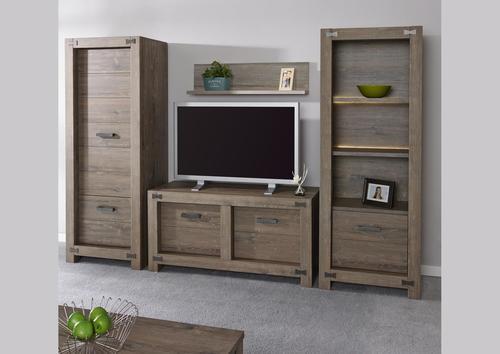 Petit meuble télé 2 portes avec poignées métal