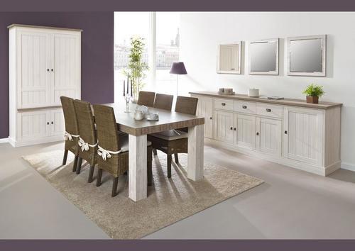 Table de repas en mélaminé bicolor 4 pieds larges