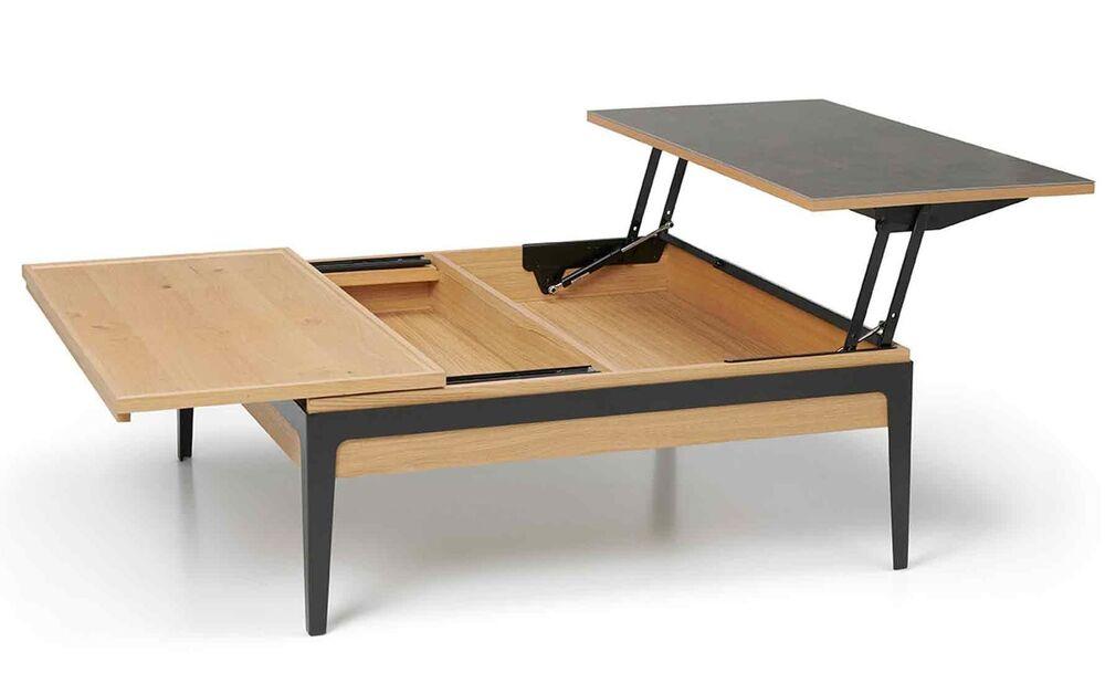 Table basse carrée plateau relevable et coulissant 2