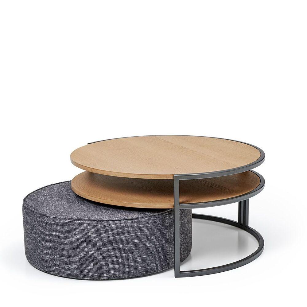 Table basse ronde design avec étagère  2