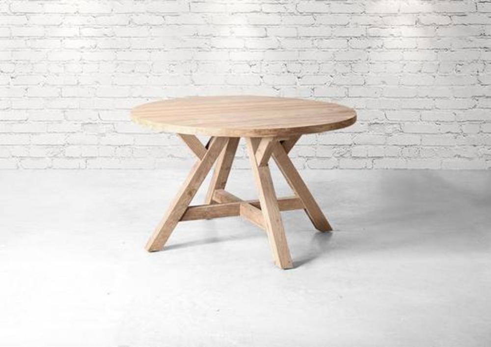 Table ronde en bois recyclé naturel 2