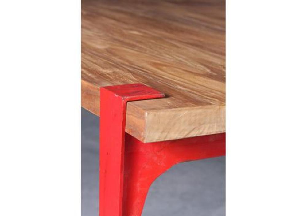 Table au look atelier pied acier rouge ou noir 2