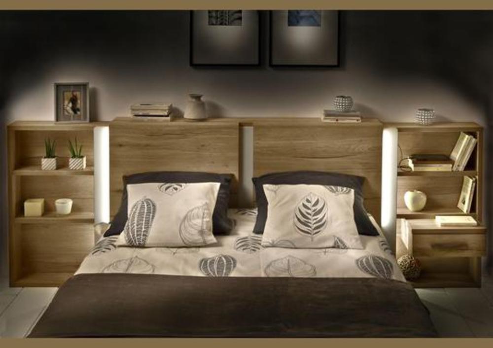 Lit en chêne laque et bois, éclairage intégré et 3 styles possibles 4