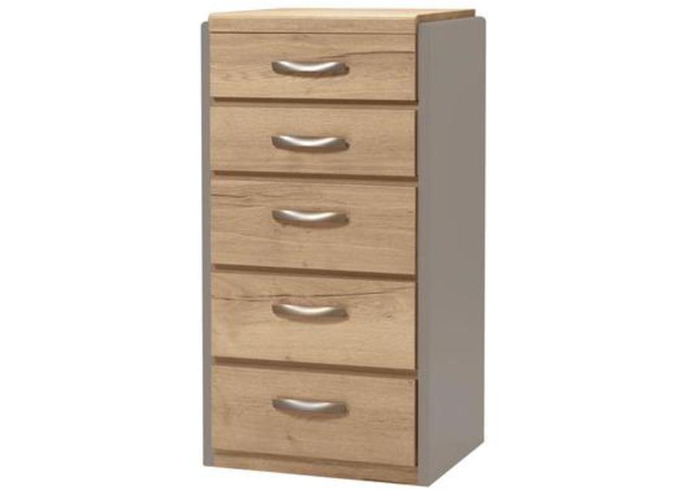 Chiffonnier en chêne finition laque et bois 5 Tiroirs 2